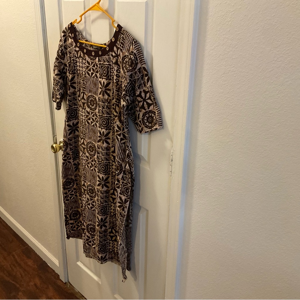 Geometric Patterned Brown Tunic - image 1